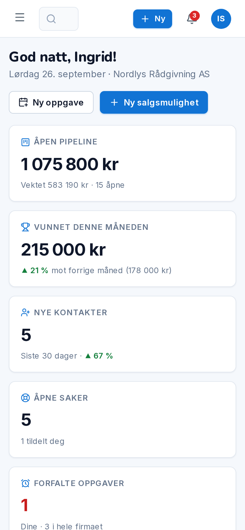 Webspesialisten CRM på mobil